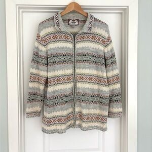 Vintage Tiara Fair Isle Wool Blend Zip Up Sweater 18/20
